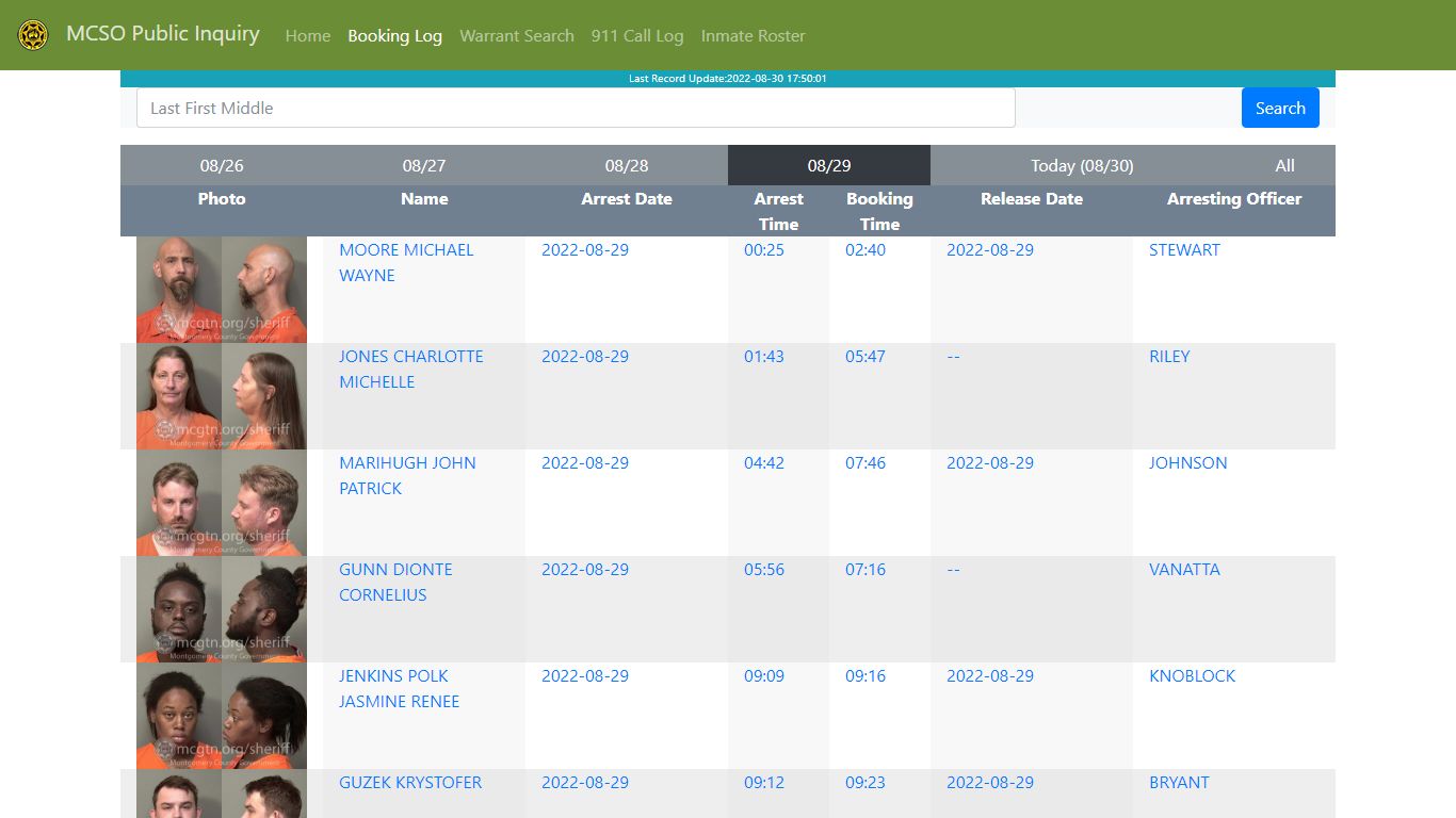 MCSO Public Inquiry: Booking Log - api.mcgtn.org