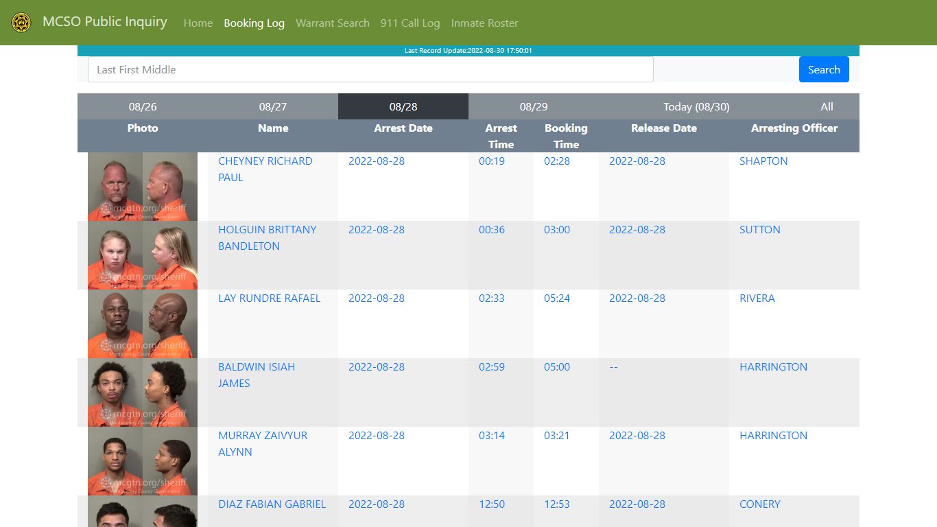 MCSO Public Inquiry: Booking Log - api.mcgtn.org